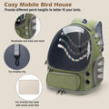 Kreachur Bird Backpack Carrier Travel Cage with Perch, Tray and Breathable Clear Window, Bird Travel Cage for Cockatiel Caique Conure Quaker, for Vetting Camping Hiking (Green)