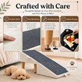 Split Ottoman Dog Ramp for Couch & Bed, 2-in-1 Foldable Wooden Pet Stairs & Steps, Anti-Slip Dog Steps for Small Dogs, P