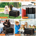 Pet Carrier, Large Soft Sided Expandable Travel Carrier with Steel Frame, Anti-Scratch Mesh, Removable Fleece Pad and Po