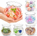Mini Plastic Fish Bowl with Floral Trim for Parties, 27oz Decorative Drink Bowls Unbreakable Plastic Fish Bowl Cups Clea