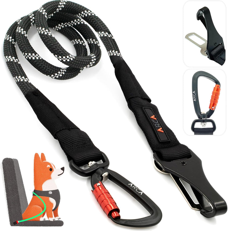 Dog Seat Belt for Car | Universal Pet Car Seatbelt with Reflective Climbing Rope, Aviation Aluminum Carabiner with 360° 