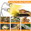 Reptile Heat Lamp, Dual Head Reptile Light with Cycle Timer, Dimmable UVA/UVB Basking Light for Turtle Tortoise Lizard S