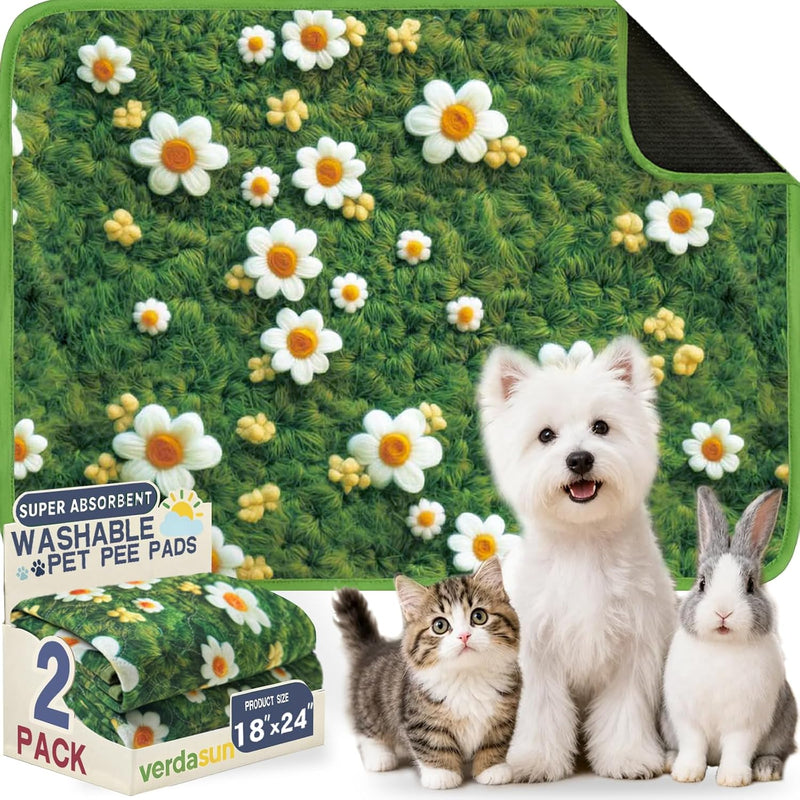Washable Pee Pads for Dogs, Reusable Puppy Potty Training Pads, Ultra-Absorbent Thick Waterproof Leak-Proof Non-Slip Pad