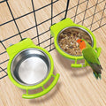 BNOSDM 2 PCS Stainless Steel Bird Bowls Bird Feeding Dish Water Cups Perch Stand Hanging Parakeet Food Container Food an