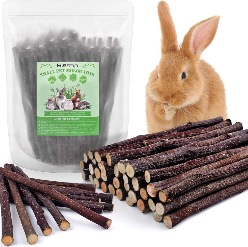 Bissap Apple Sticks for Rabbits, Natural Bunny Chew Toys and Treats for Chinchilla Guinea Pig Hamster Gerbil Small Anima