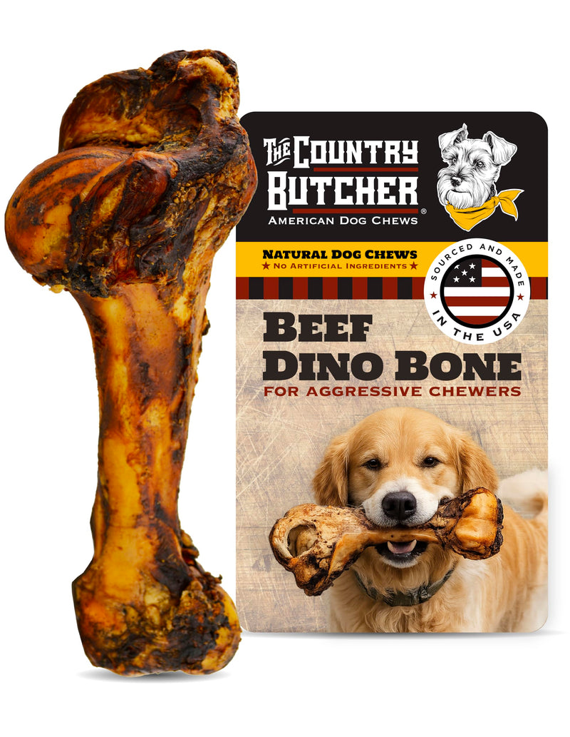 THE COUNTRY BUTCHER Giant Dog Bone - Long Lasting Chews for Aggressive Chewers, Medium & Large Breeds, Natural Beef Tough Chew Toy, Meaty Beef Bones for Dogs, Made in The USA, 1 Pack