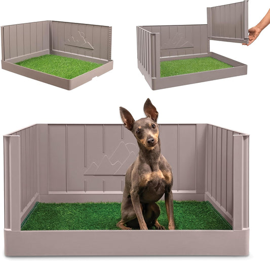 Dog Litter Box with High Walls, Indoor Dog Potty, Artificial Grass Pad with Tray for Dogs, Pee Pad Holder, Potty Trainin