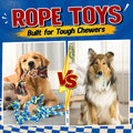 Forfon Tough & Strong Dog Toy for Aggressive Chewers – Tough Chew Toys for Large Dogs, Ideal for Tug-of-War & Teeth Cleaning, with 3 Rope Toys & 2 Dog Bags