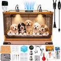 Puppy Incubator with Heating and Fan-Kitten Incubator.Temperature Control & Quiet Ventilation, Puppy Heating Bed Mat, En