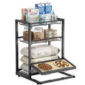 CACHOLIV Elevated Cat Bowl Stand Feeding Station, 3-Tier Cat Food Organizer & Storage, Pet Feeding Station with Cat Table, Cat Food Stand for Large Medium Cats, 3 Height Adjustable, Black