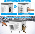 Indestructible Heated Cat House for Outside Winter, Heated Outdoor Cat House Weatherproof with Escape Door, Waterproof &