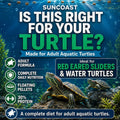 Suncoast Aquatic Turtle Food for Adult Turtles - Floating Pellets with 30% Protein, Calcium, Vitamin E, Omega-3 & Vitami