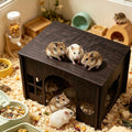Large Sturdy Wooden Rabbit Castle Hideout with Spacious Balcony