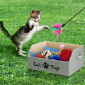LOVSTORAGE 2X Thicker Large Cat Toy Bin Collapsible Cat Toy Box Sturdy Cat Toy Basket Kitten Toy Storage Bed for Organizing Cat Toys Treats Clothes and Accessories (Grey)