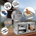 Suertree Large Cat Carrier for 2 Cats with Zipper Locks, Double Cat Carrier with Travel Litter Box, Soft Pet Travel Carrier for Cats and Small Dogs Up to 45 Lbs, Gray