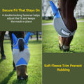 Horse Fly Mask with Ears, UV Block Breathable Mesh (Blue, L)