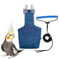 VANFAVORI Bird Diaper Harness Flight Suit Clothes with 80 Inch Flying Leash Rope for Parrots Conure Cockatiel Pet Birds Weight 80-105 Grams, M Size Denim, Including A Cotton Pad