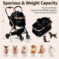 Dog Strollers for Small Dogs and Cats, 3-in-1 Pet Stroller with Removable Carrier, 4 Wheels One-Hand Fold Travel Carriag