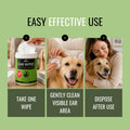 NOVEHA 150PCs Dog Ear Cleaner Wipes, Daily Ear Cleaner for Dogs & Cats - Stop Ear Itching with Aloe, Eucalyptus & Witch Hazel Ear Wipes for Dogs - for Odor Control, Dirt and Wax Removal, Unscented