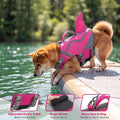 Petglad Shark Dog Life Jacket with Chin Float for Swimming, Pink, XS