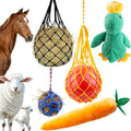 Horse Toys for Horses 5 PCS Set, Goats Enrichment Toys, Including Hay Net, Hay Ball, Toy Ball, Squeaky Duck, Plush Carro