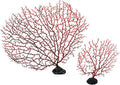 Zorfeter 2Pcs Red Sea Fan Coral Decorations, 11.8in+6.7in