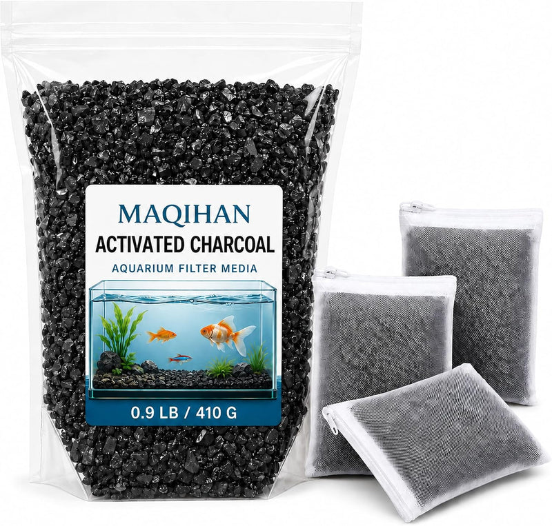 MAQIHAN Activated Charcoal Pellets - 0.9 LB Activated Carbon, 3 Nylon Bags