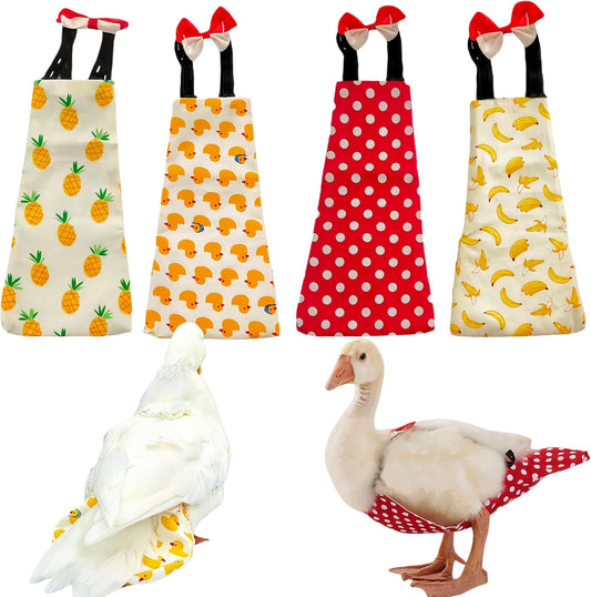 Magnoloran 2 Pack Chicken Diapers for Hens, Roosters, Diapers for Ducks, Ducklings, Reusable Pet Diaper with Bow Ties Waterproof Poultry Nappies for Geese Pet Ducks-Red&Black Polka,L