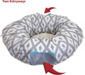 Kitty City Large Cat Tunnel Bed, 2-in-1 Zip-Together Cat Play Tunnel & Plush Nap Bed, Pop-Up Indoor Cat Toy with Hanging Toys, Collapsible Design - White