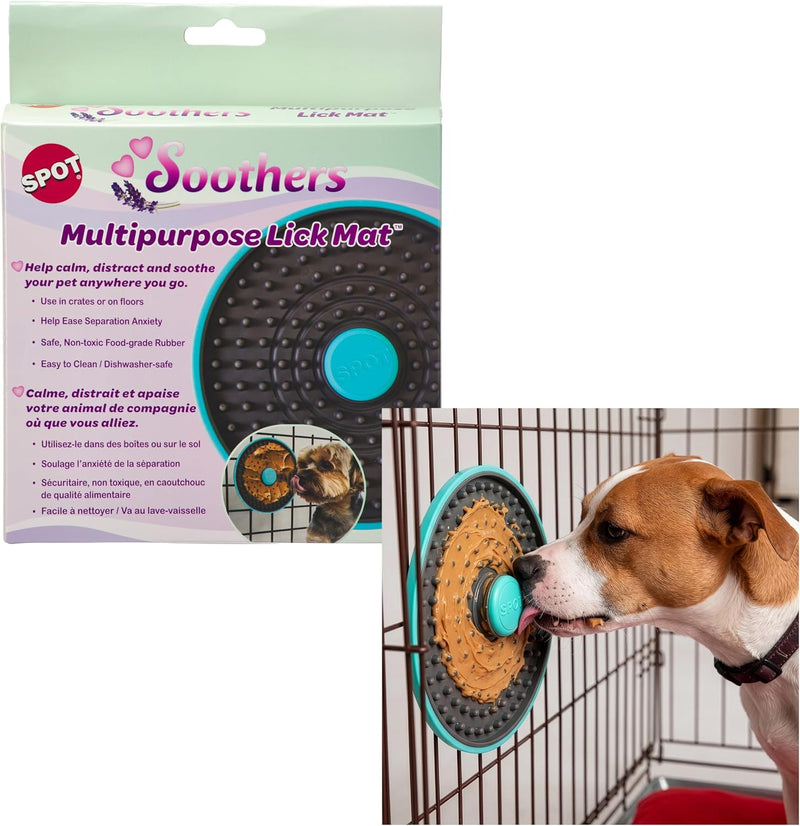 SPOT Soothers Multipurpose Dog Lick Mat - 6in Slow Feeder & Crate Enrichment Toy for Small & Medium Dogs and Puppies, Fo
