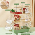 17 in 1 Clear Acrylic Hamster Cage with All Accessories,13.5''L* 10''W* 21''H Dwarf Hamster Cage,Magnetic Connection Sma