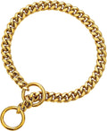 txprodogchains 18K Gold Chain Dog Collar 10MM Cuban Link Chain Stainless Steel Metal Links Walking Training Collar for S
