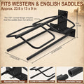 Wall Mounted Saddle Rack Set of 2, 120-lb Capacity Heavy Duty Iron Saddle Stand with Dual Blanket Bars and Tack Hook, Fi