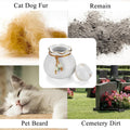 SOITIS Pet Memorial Urn for Cat or Dog Ashes - 3.54"x3.15" Elegant Ceramic Keepsake Holder with Pet-Shaped Lid & Gold Tr