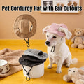 Corduroy Dog Sun Hat with Ear Holes, Adjustable Strap Pet Cap for Small Medium Dogs, Breathable UV Protection, Multiple