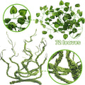 QUOZUO Bearded Dragon Tank Accessories, Terrarium Hanging Plant Vines Artificial Leaves Reptile Hide, Bridge Jungle Clim