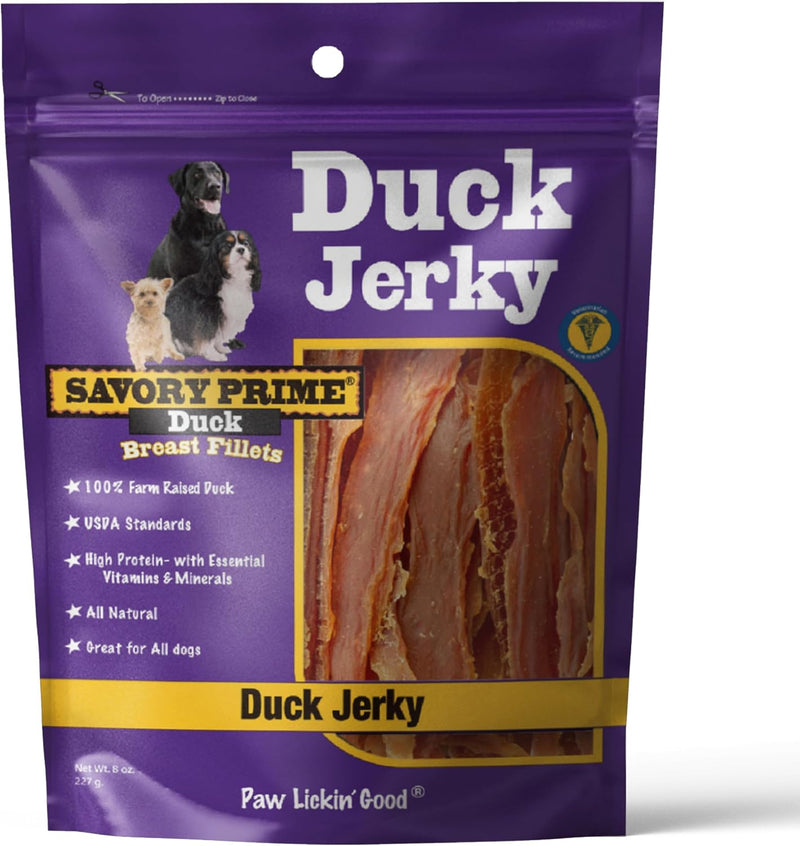 Savory Prime Duck Jerky Dog Treats, Made with 100% Real Duck Breast, Farm Raised, Healthy, Easily Digestible, High Prote