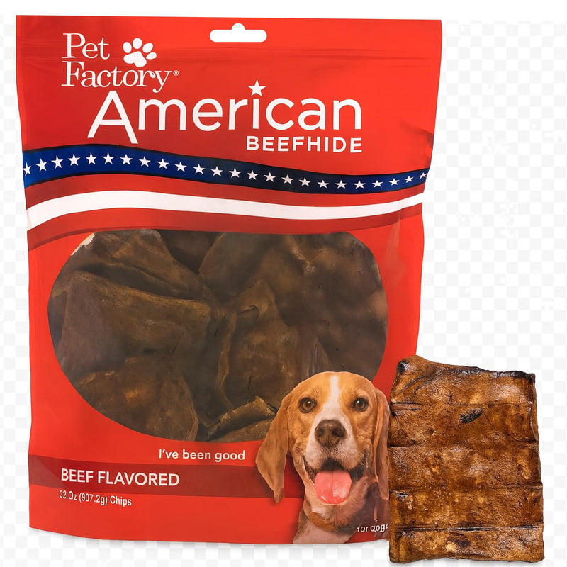 Pet Factory American Beefhide Chips Dog Chew Treats - Beef Flavor, 32 oz