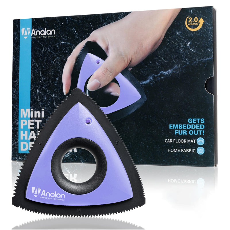 Analan Mini Pet Hair Remover for Car Detailing Supplies, Carpet Dog Hair Remover for Car Interior, Triangle Dog Hair Remover for Auto Detailing, Couch, Furniture, Lint, Carpet(Purple)