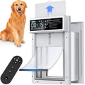Automatic Dog Door with Timer, Smart Electric Pet Door with Anti-Pinch Sensor, Rechargeable 4000mAh Battery Powered, Waterproof LCD Screen with Safe Lock, Fits Small Medium Large Dogs Doors