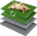 Dog Grass Pad with Tray, Pet Potty for Indoor & Outdoor, 2 Pcs Turf Grass Training Pad, Portable Dog Litter Box for Smal