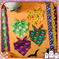 50 Pcs Halloween Dog Bandanas Bulk, Pumpkin Ghost Bat Skull Pattern
