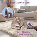 POSAPET Cat Grooming Brush Kit 6 Tools - Deshedding & Dematting for Long/Short Hair, Self-Cleaning Slicker Brush with 6-in-1 Flea Comb for Cats & Kittens (Pink)