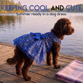 ASENKU Dog Dress Pet Wedding Dress Princess 4th of July Lace Puppy Birthday Party Outfit Formal Apparel Girl for Small Medium Dogs Cats (Medium, Navy Star)
