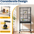 VIVOHOME 54 Inch Wrought Iron Large Bird Flight Cage with Rolling Stand for Parakeets Canaries Cockatiels Lovebirds Conures, Black