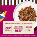 Merrick Purrfect Bistro Simmered Beef, Tomato and Wild Rice Recipe Grilled Natural Wet Cat Food in Gravy, Delicious Premium High Protein Cat Food - (Pack of 24) 3 oz. Cans