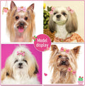 Mruq Pet 20Pcs Light Pink Small Dog Hair Bows with Rubber Bands, Handmade Puppy Grooming Bows Flower Ball Bowknot Top Knot Hair Accessories for Yorkie & Small Dogs