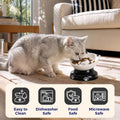 Y YHY Ceramic Cat Slow Feeder, Elevated Dog Food Bowl Tilted Design, Slow Feeder Bowl no Black Chin, Cat Shape for Dry and Wet Food