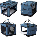 EliteField 4-Door Folding Soft Dog Crate (2-Year Warranty) with Aluminum Frame, Top Curtain, Carrying Bag, and Fleece Bed, Indoor & Outdoor Pet Home (42" L x 31" W x 32" H, Blue Gray)