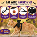 Cat Harness and Leash, Cat Halloween Costumes with Bat Wings & Pumpkin Bell
